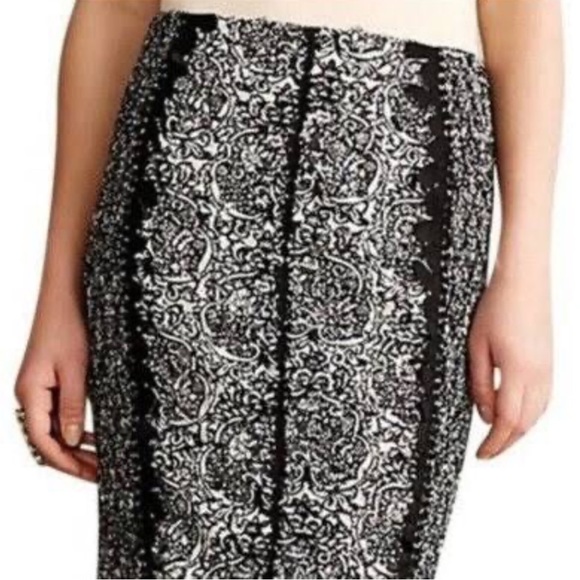 Beguile by Byron Lars Lasercut Pencil Skirt Black Cream Anthropologie, Sz 6 - Picture 3 of 13